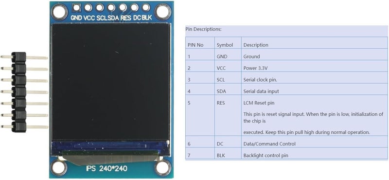 GODIYMODULES 2 Pcs IPS 1.3 Inch 3.3V 7PIN Full Color TFT Display Screen ST7789 Drive IC 240 * 240 LCD OLED Display 240x240 for Arduino STM32 C51 - Image 5